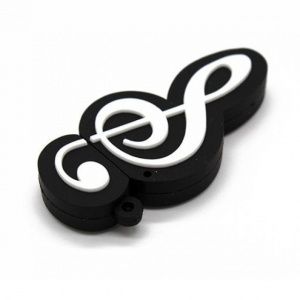 Флешка Скрипичный Ключ белый на черном фоне USB2.0 64Гб.