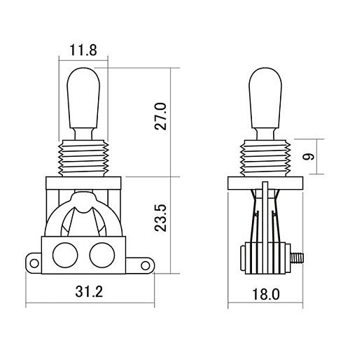 Hosco H-YM-T20G Переключатель 3-х позиционный, золотистая ручка.