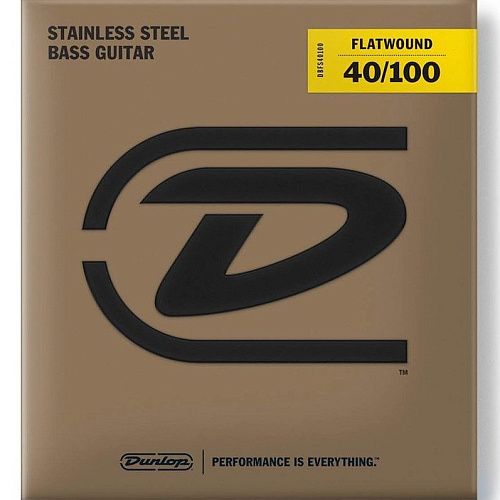 Dunlop DBFS40100 Flatwound Long Scale (40-100) Комплект струн для бас-гитары с плоской оплеткой.