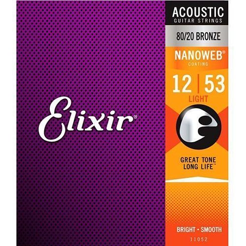 Elixir 11052 Nanoweb (12-53) Комплект струн для акустической гитары.