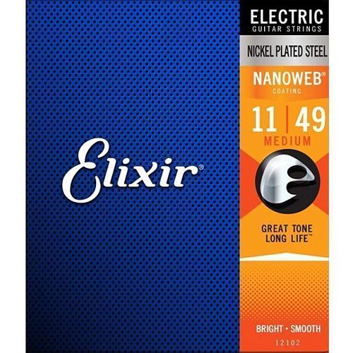 Elixir 12102 Nanoweb (11-49) Комплект струн для электрогитары Anti Rust NanoWeb Medium (11-49).