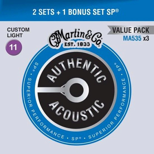 Martin MA535 3 Pack (11-52) Три комплекта струн для акустической гитары.