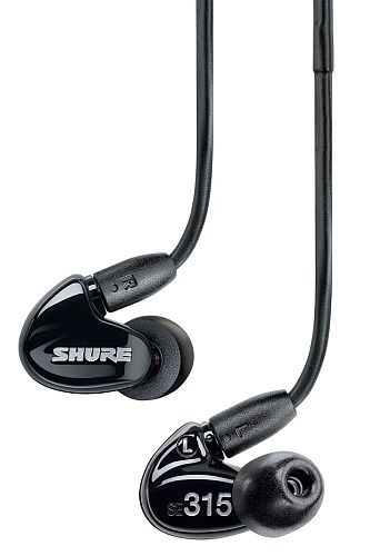 Shure SE315-K Наушники внутриканальные (наушники вставные) с одним драйвером, черные.