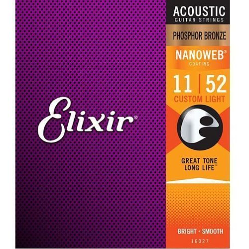 Elixir 16027 Nanoweb (11-52) Комплект струн для акустической гитары.
