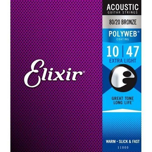 Elixir 11000 Polyweb (10-47) Комплект струн для акустической гитары.