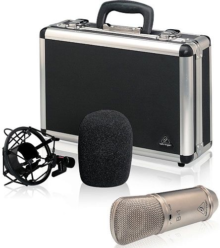 Behringer B-1 Студийный конденсаторный микрофон с эластичным подвесом, ветрозащитой и кейсом.