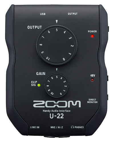 Zoom U-22 Ручной стерео USB аудиоинтерфейс.