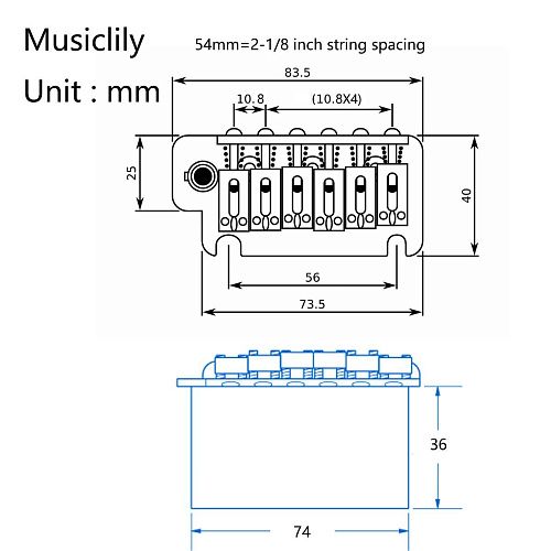 Musiclily MX1795CR Бридж тремоло Wilkinson для MIJ/MIK Strat, хром.