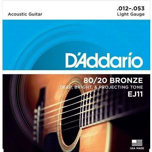 D'Addario EJ11 Bronze 80/20 (12-53) Комплект струн для акустической гитары.