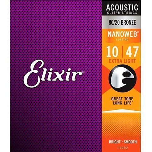 Elixir 11002 Nanoweb (10-47) Комплект струн для акустической гитары.