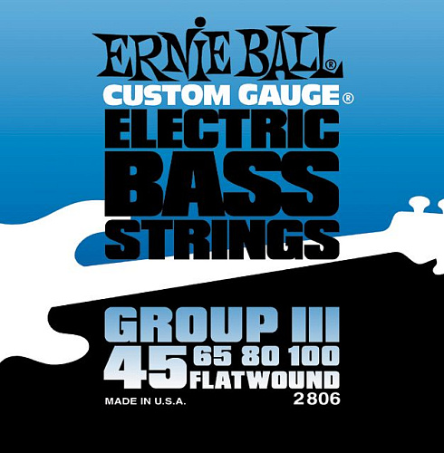 Ernie Ball 2806 (45-100) Комплект струн для бас-гитары с плоской оплеткой. 
